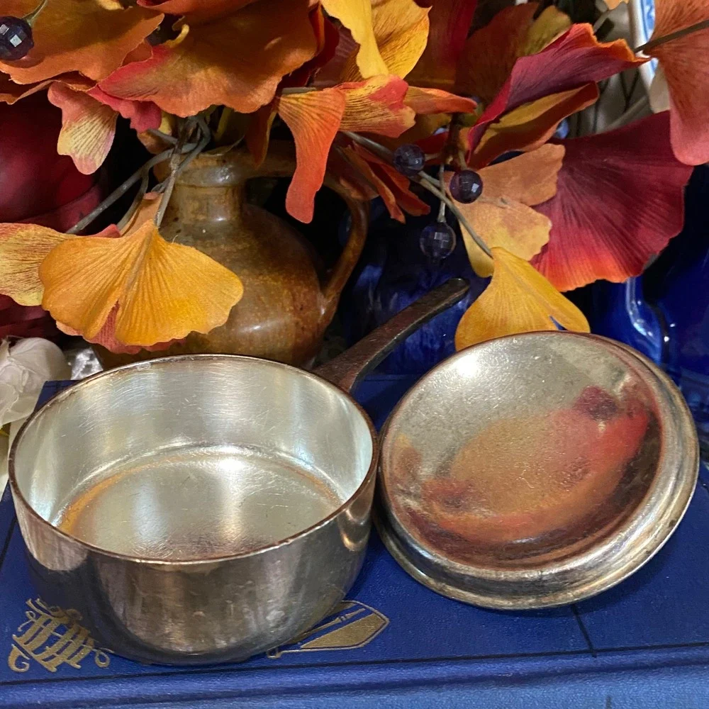 Vintage Signed Raynaud Catoire Mini Saucepan‎ Pot with Lid Silver Plated Decor